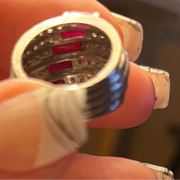 Stainless pavé rubies&diamonds size 6 - Picture 7 of 7